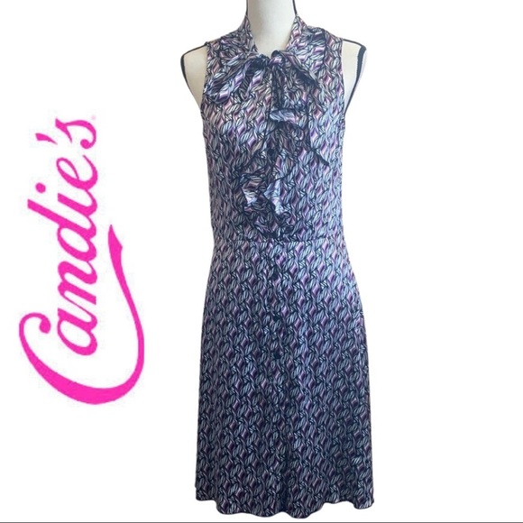 Candie's Vintage Y2K silk open front ruffle midi dress SZ XL misses - Picture 1 of 16